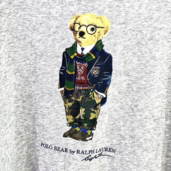 Vintage RARE HTF Polo Ralph Lauren Gray Hoodie Bear in Jacket Camo Sz XXL - Picture 1 of 4
